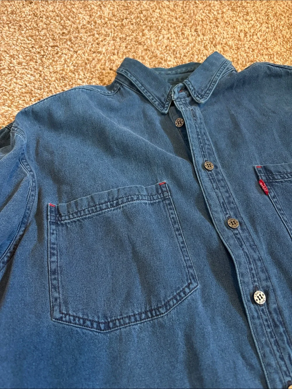 Levi's || Vintage Indigo Blue Denim Button Down Shirt Size L